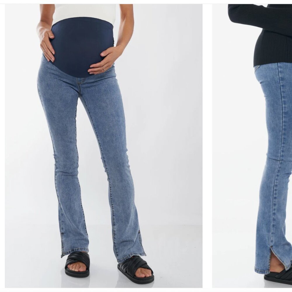 Maternity Boot Cut Jeans in Light Blue - Comfortable Stretch